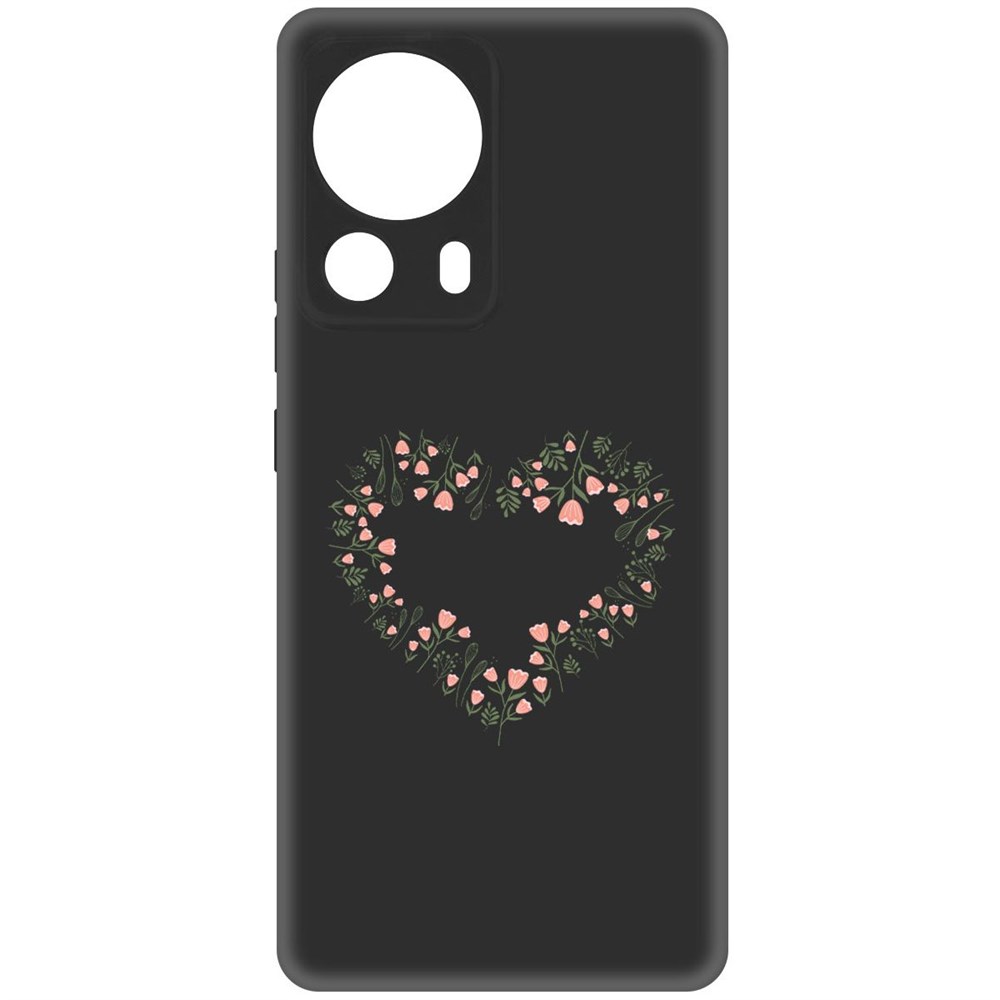 

Чехол-накладка Krutoff Soft Case Цветочное сердце для Xiaomi 13 Lite черный