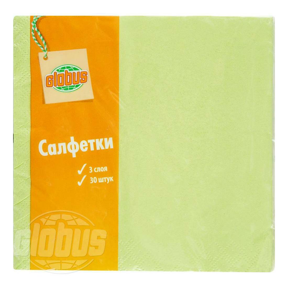 

Салфетки бумажные Globus трехслойные салатовые 30 шт