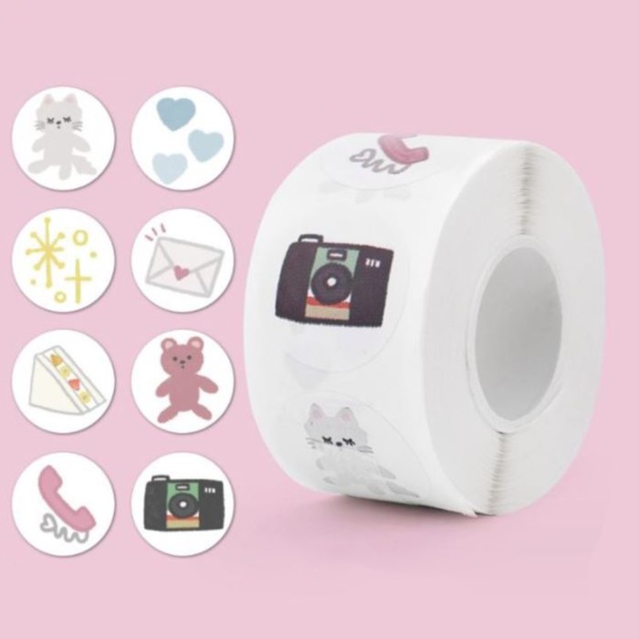 

Наклейка бумага "Котик и мишка" d=2,5 см 500 шт в рулоне 3х5,5х5,5 см