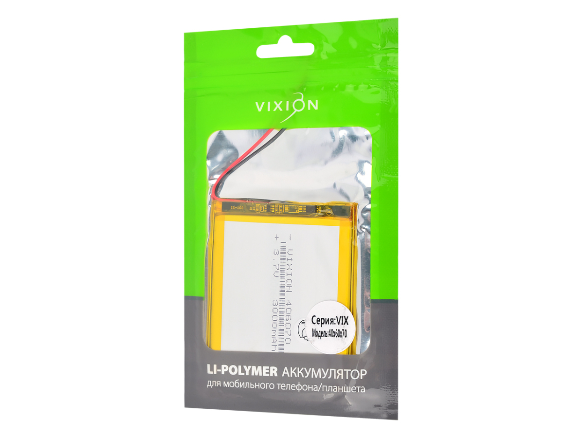 Аккумуляторная батарея Vixion для смартфона универсальный 40x60x70 mm черный