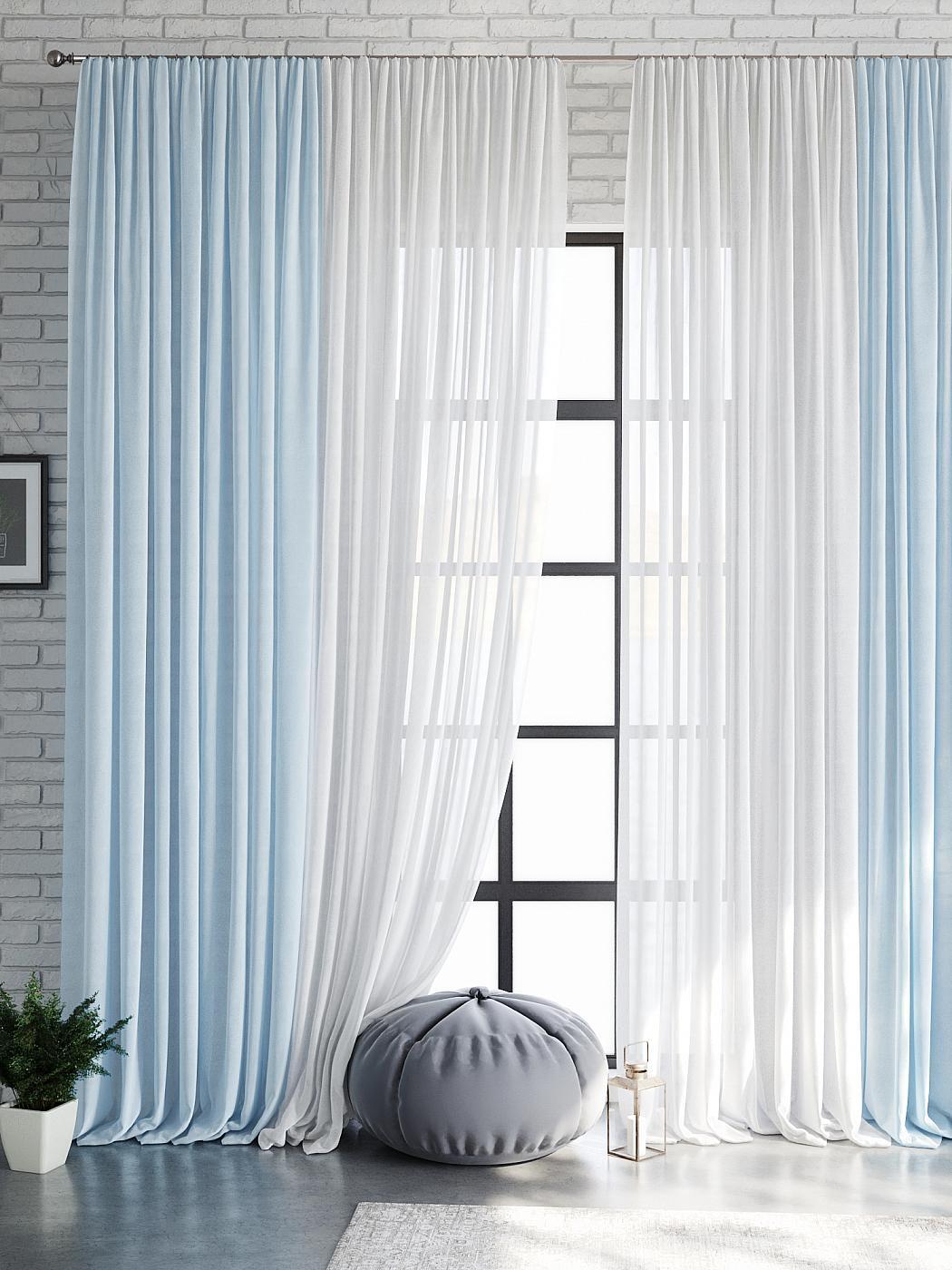 

Комплекты штор AT HOME Минтон (голубой) высота 310 см, ширина 600 см, Белый, 208050