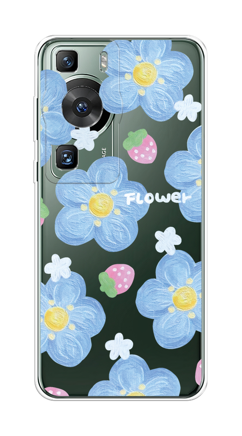 

Чехол на Huawei P60/P60 Pro "Цветы и клубники", Прозрачный;голубой;белый, 6121050-1