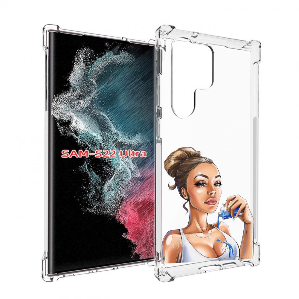 

Чехол MyPads девушка-пролила-краску женский для Samsung Galaxy S23 Ultra, Прозрачный, Tocco