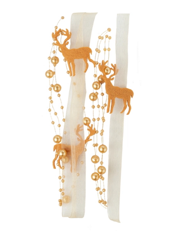 Бусы новогодние Magic Time Золотистые олени 140 см золотистый