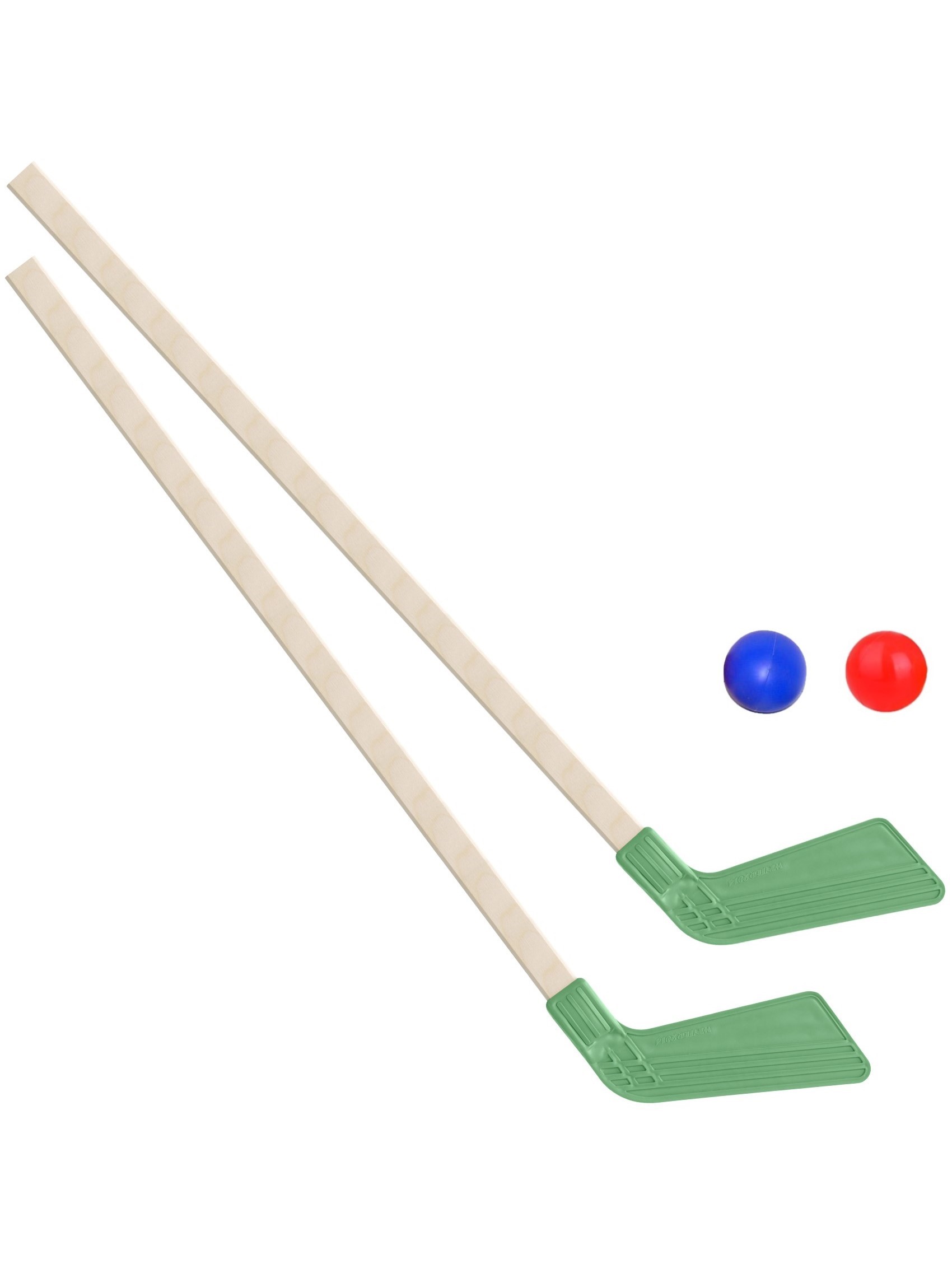 Детский хоккейный набор Задира-плюс Клюшка хоккейная детская зеленая 2 шт + 2 мяча