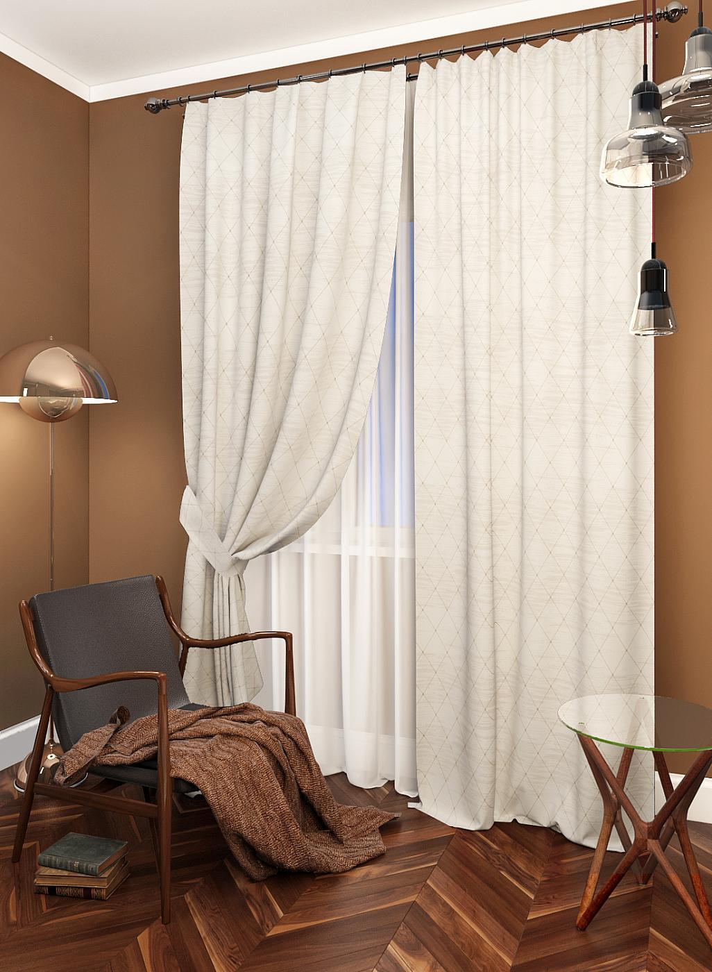 

Комплекты штор AT HOME / шторы в комнату 150х260 см / Сайм (бежево-молочный), 940348
