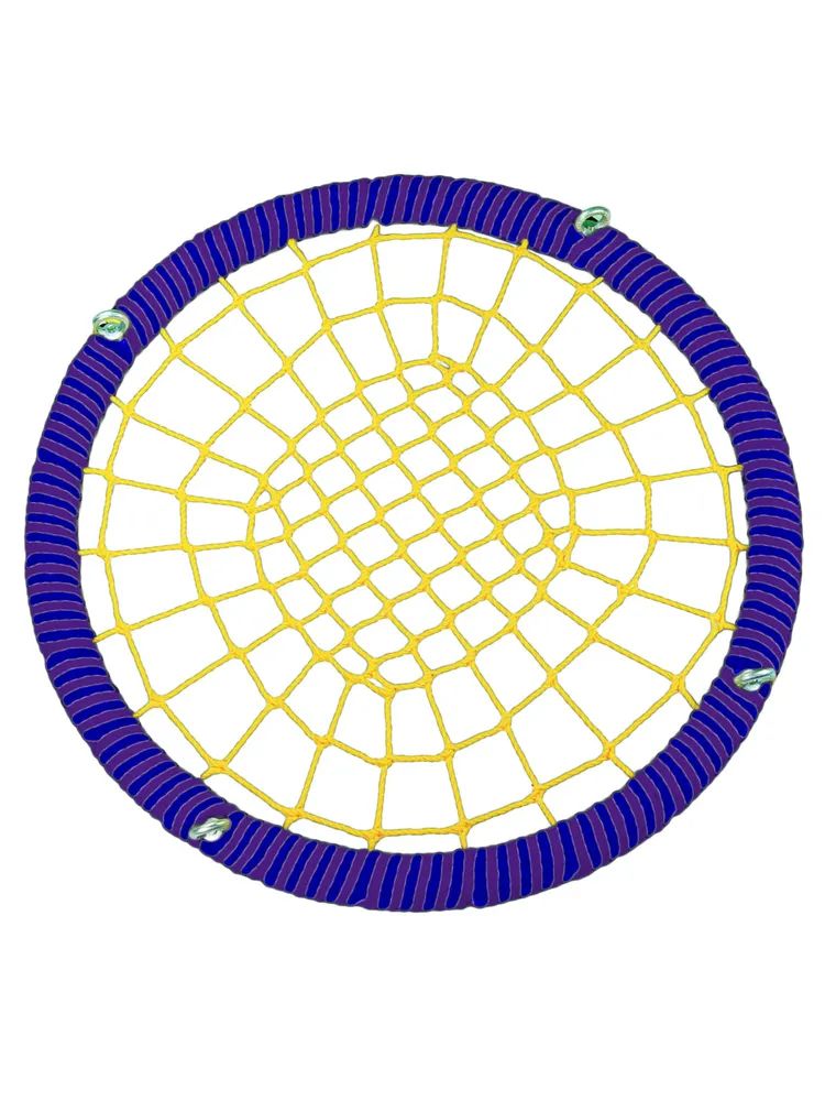 

Качели-гнездо JINN ЦП/ПШ/120/102/16/8/С/Ф-Ж/КГ 120x120 см синий, желтый, 120 круг 102 обод 16 и 8 канат подшипники