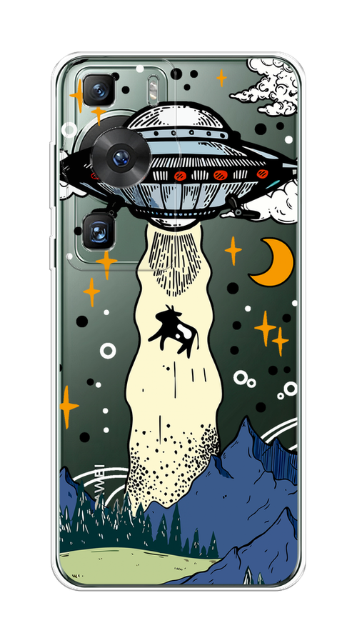 

Чехол на Huawei P60/P60 Pro "НЛО забирает корову", Бежевый;синий;желтый, 6121050-1