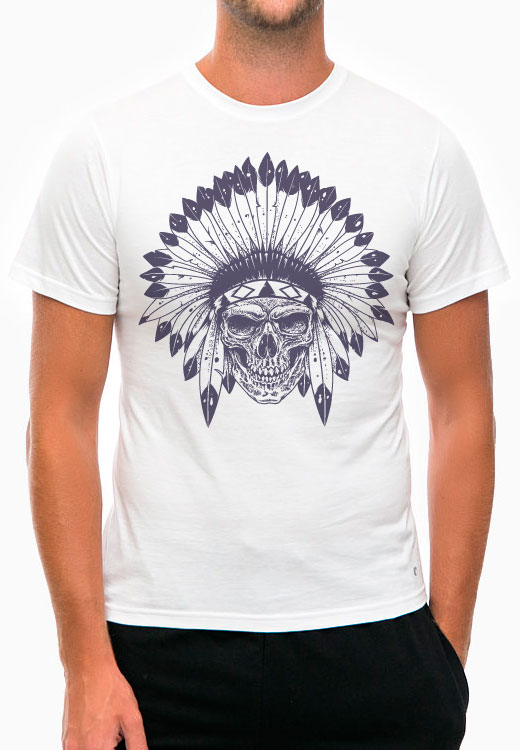 

Футболка унисекс NoBrand Indian Skull белая XXL, Белый, Indian Skull