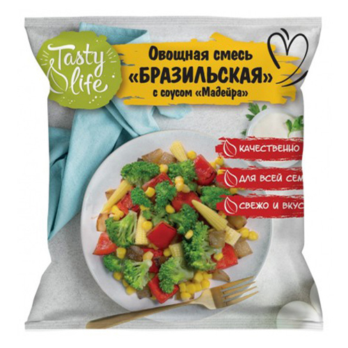 

Овощная смесь Tasty Life Бразильская с соусом Мадейра резаная замороженная 400 г