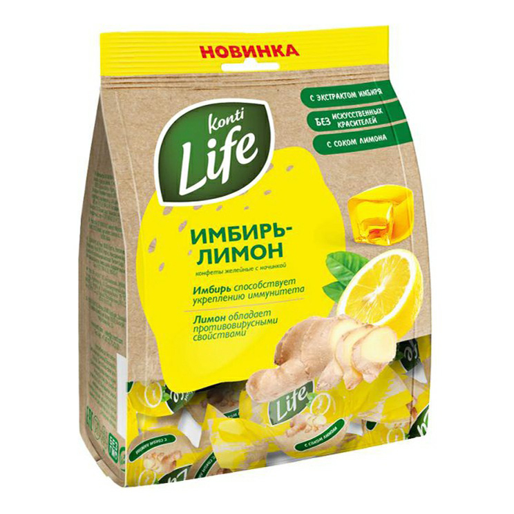 Конфеты желейные Konti Life имбирь и лимон 220 г