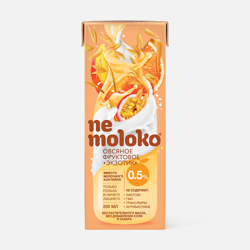 Напиток растительный Nemoloko овсяный, фруктовый, экзотик, 200 мл