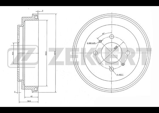 

ZEKKERT BS5538 Барабан тормозной Mitsubishi Carisma 95-, Colt IV, V 92-, Lancer VII Zekker