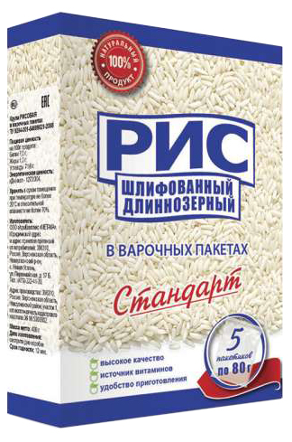 

Рис Метака Стандарт шлифованный длиннозерный 80 г x 5 шт