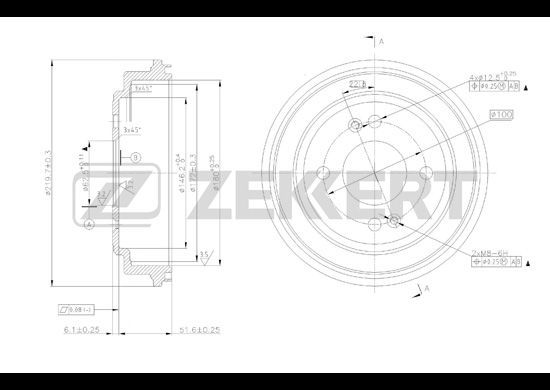 

ZEKKERT BS5228 Барабан тормозной ZEKKERT BS5228 зад. \ 584111C000 HYUNDAI \ Hyundai Getz 0