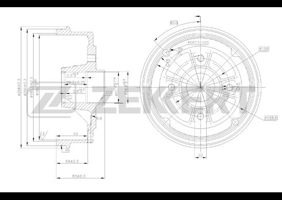 

ZEKKERT BS5085 Барабан тормозной ZEKKERT BS5085 зад. \ 7700419824 RENAULT \ Renault Clio I