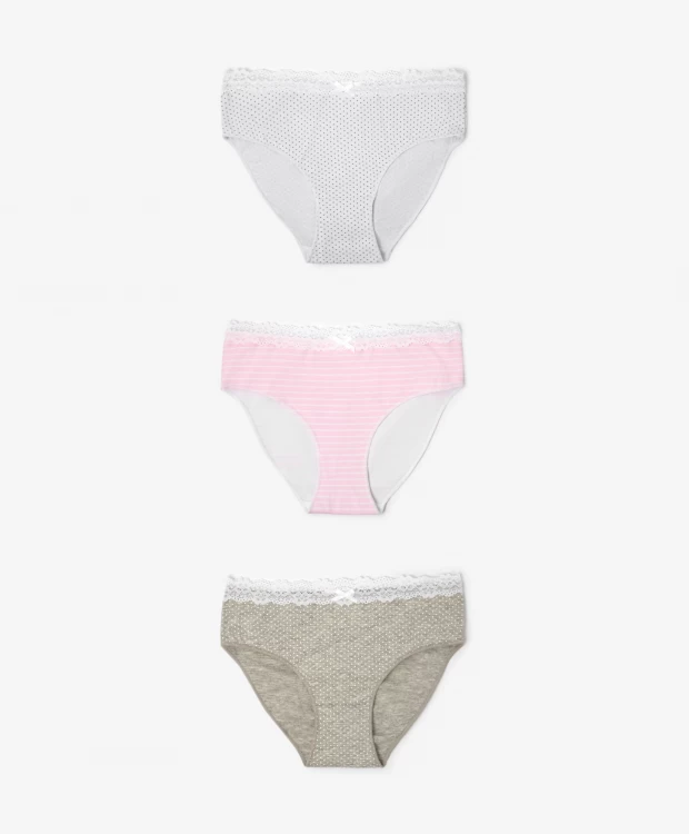 Gulliver 22300GC9603 Briefs, White-Pink, Size 110-116, 3 Pairs