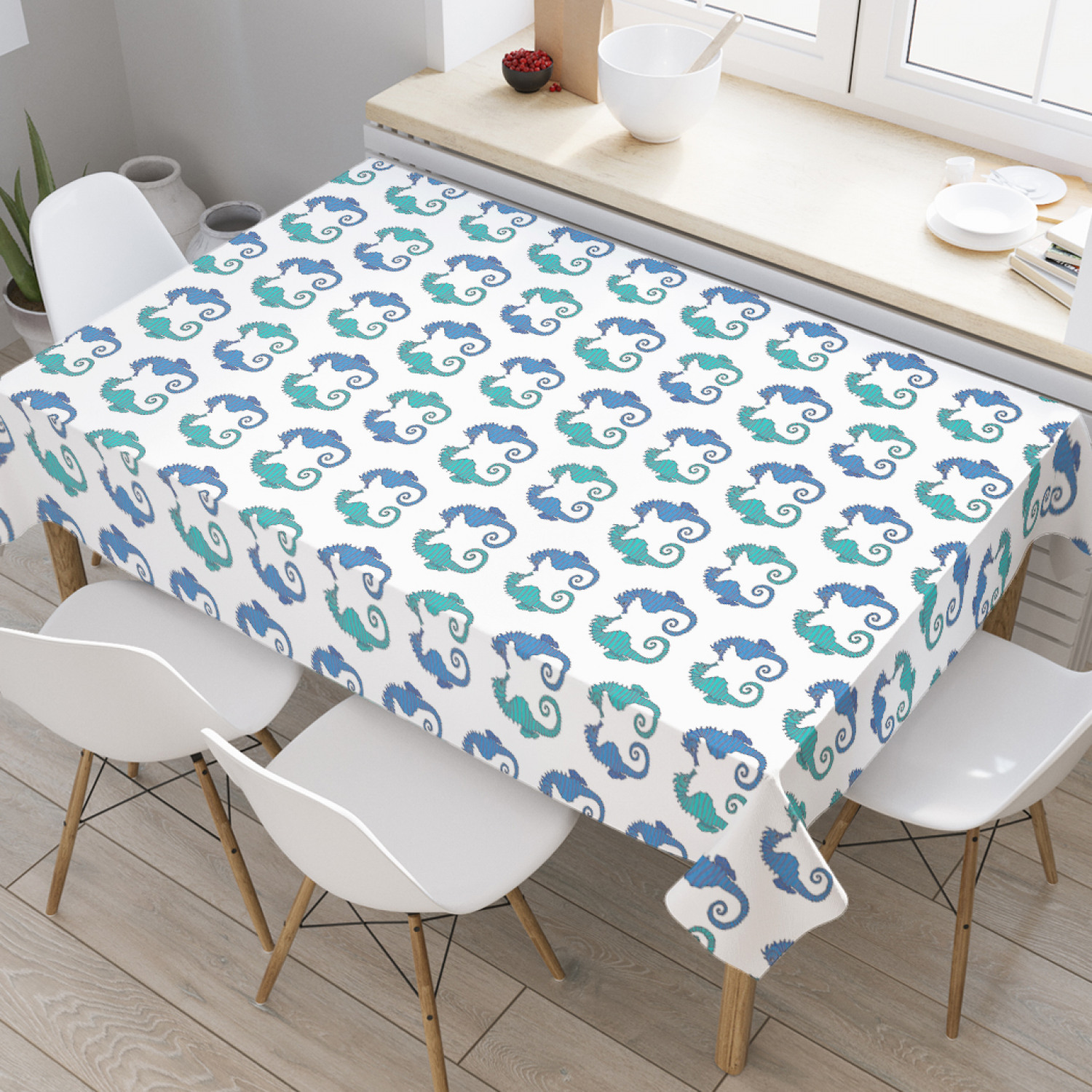 

Скатерть прямоугольная JoyArty "Морские существа океана" из оксфорда, 180x145см, Голубой, Морские существа океана