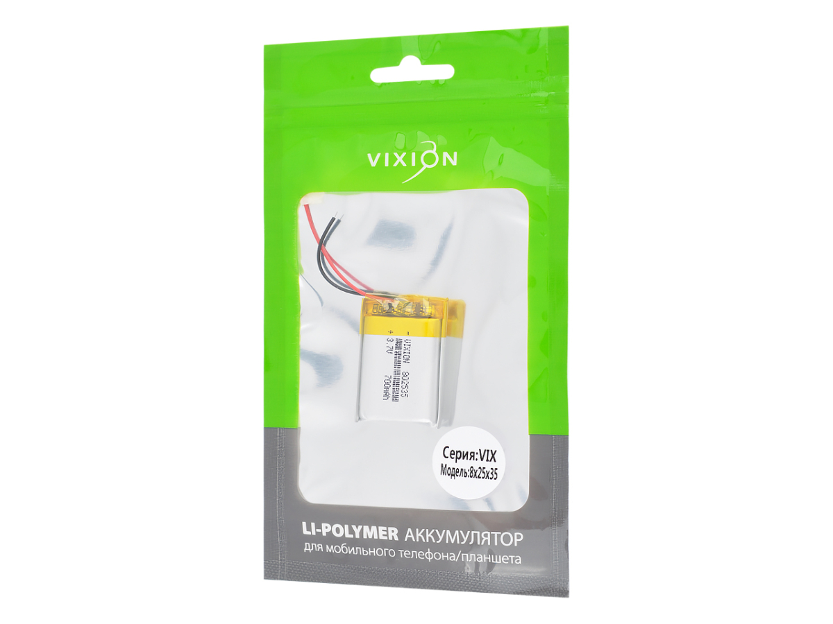 

Аккумуляторная батарея Vixion для смартфона универсальный 8x25x35 mm черный