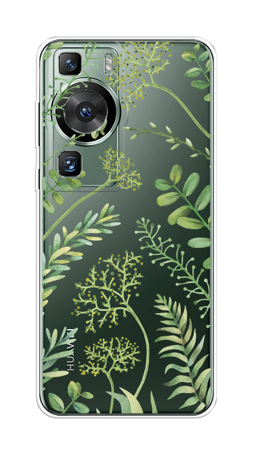 

Чехол на Huawei P60/P60 Pro "Green Leaves", Зеленый;прозрачный, 6121050-1