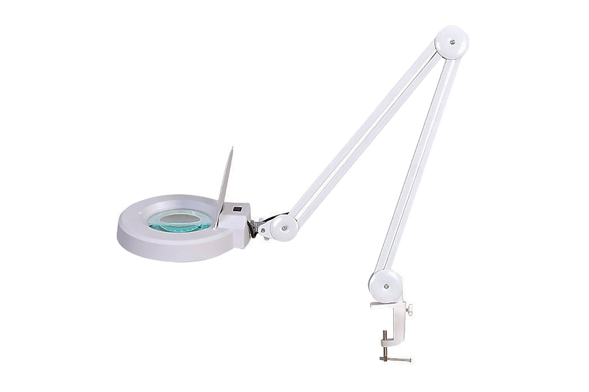 фото Косметологическая светодиодная лампа лупа ln-6 на струбцине, настольная, белая mobicent