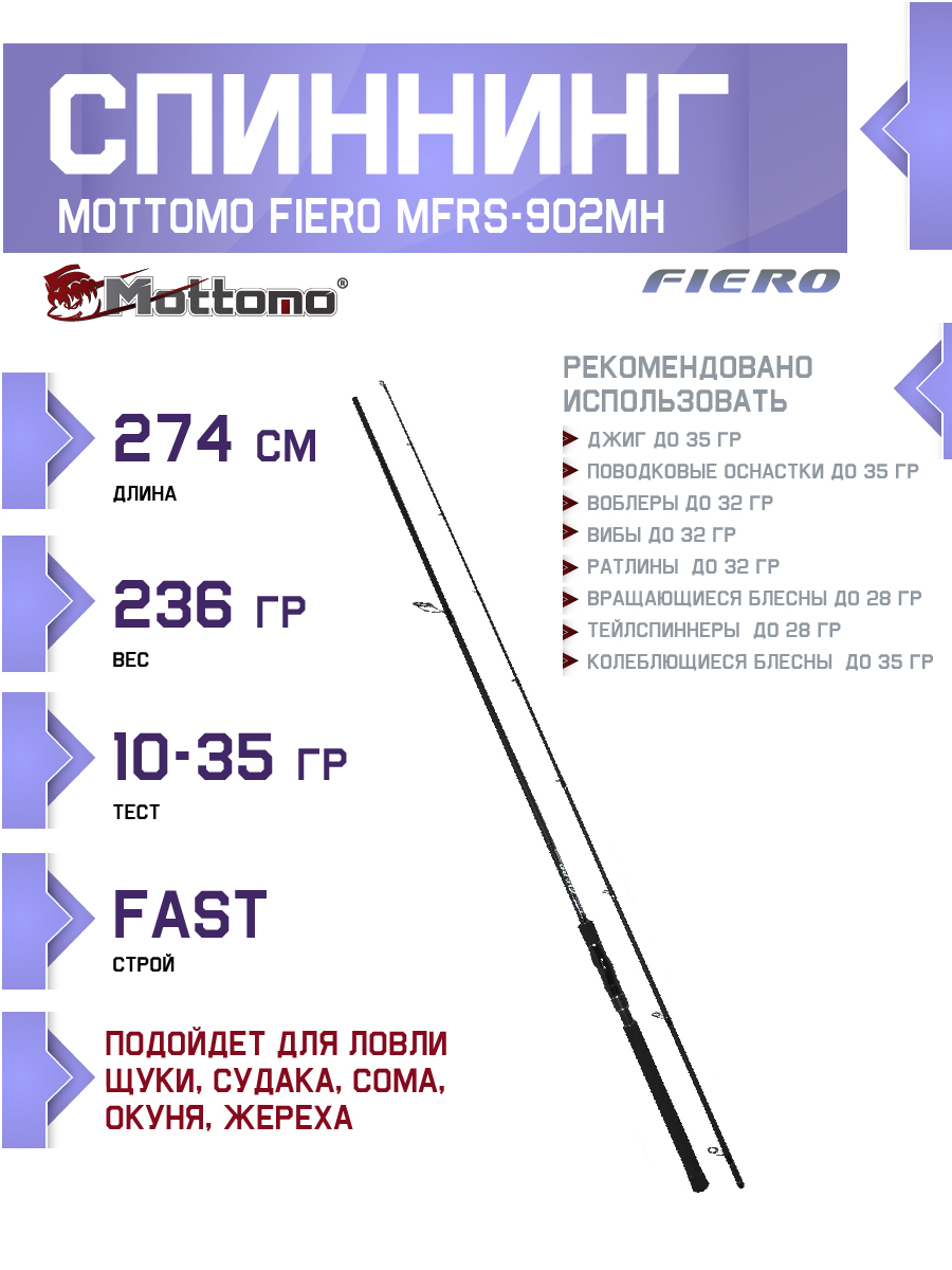 Спиннинг Mottomo Fiero MFRS-902MH 274см/10-35g