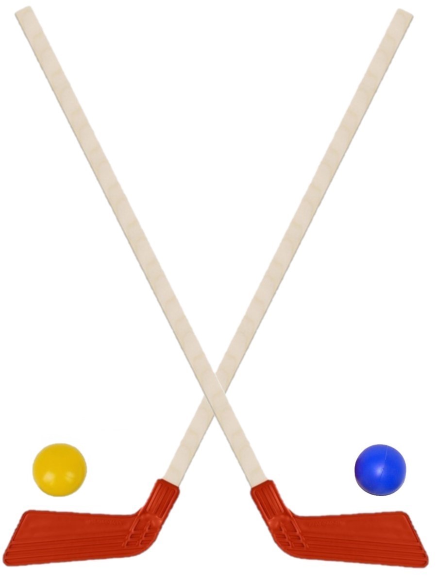 Детский хоккейный набор Задира-плюс Клюшка хоккейная детская красная 2 шт + 2 мяча