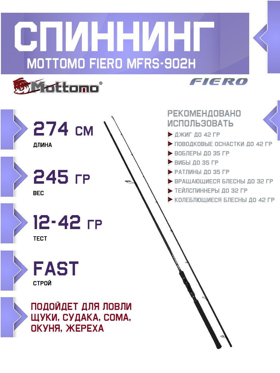 Спиннинг Mottomo Fiero MFRS-902H 274см/12-42g
