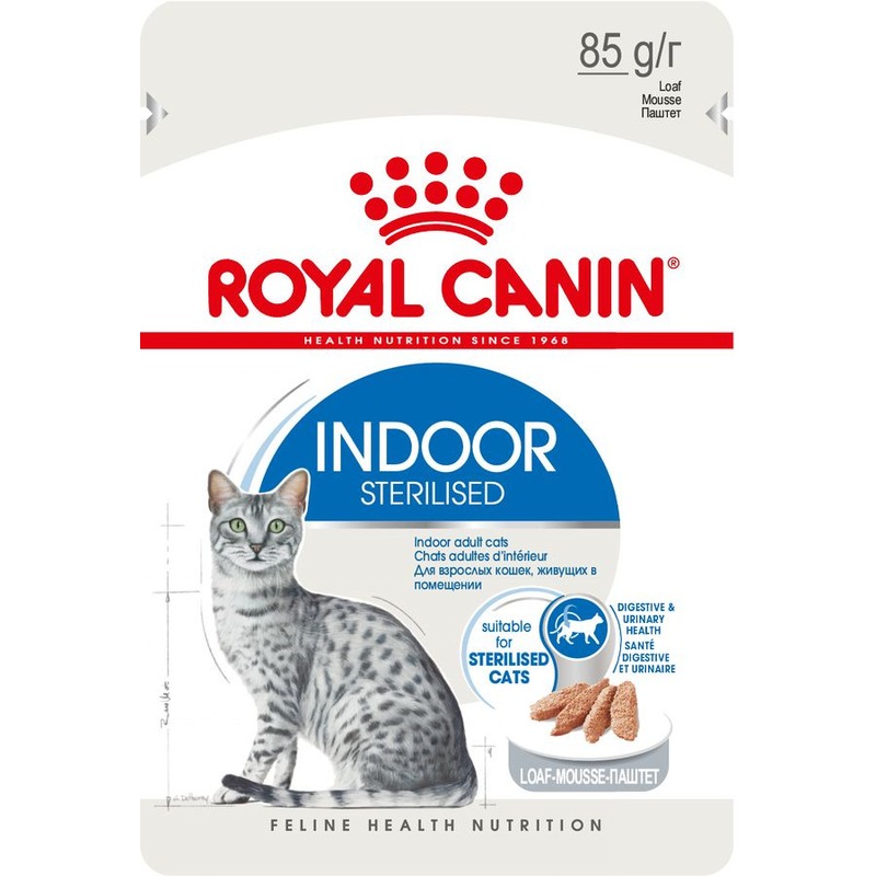 фото Влажный корм для кошек royal canin indoor sterilised, паштет из мяса, 12шт, 85г