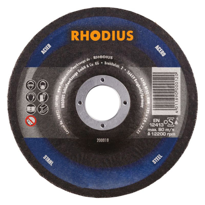 

Зачистной прямой шлифовальный диск RHODIUS по стали болгарки/УШМ, 115 х 7,0 х 22,3 мм, ODI-047-222