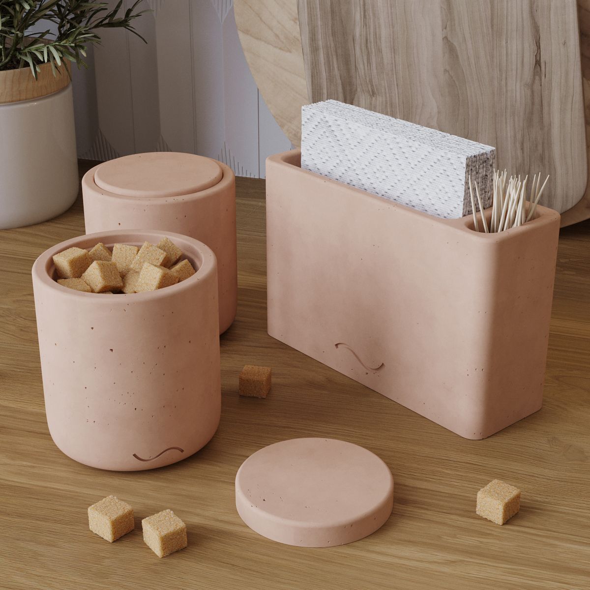 Набор для кухни Musko 25 , бетон, розовый матовый