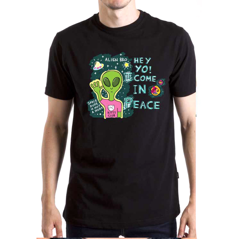 

Футболка унисекс NoBrand Hey Yo Come In Peace черная XL, Черный, Hey Yo Come In Peace