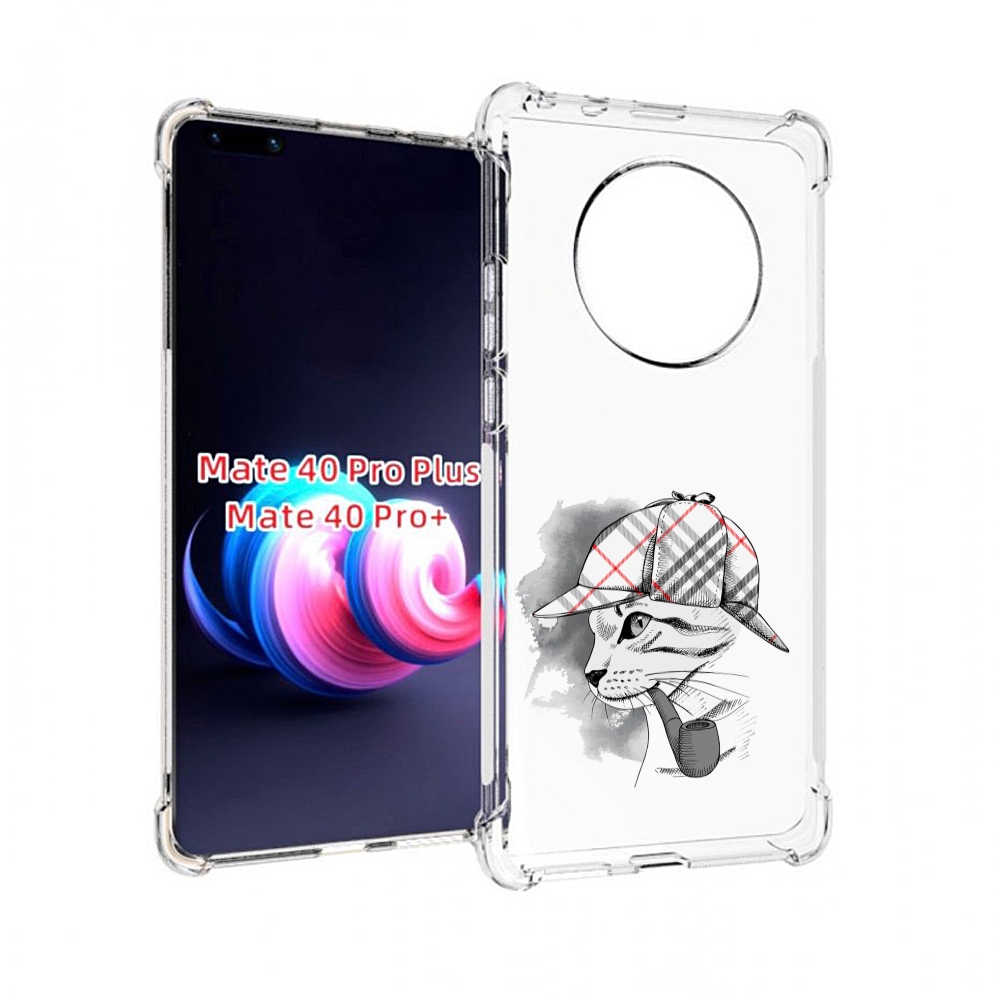 Чехол MyPads кошка с трубкой для Huawei Mate 40 Pro+ Plus