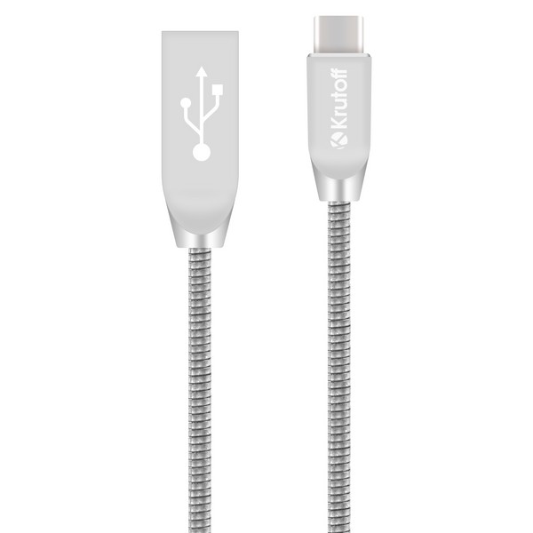 фото Кабель usb type-c krutoff metal (1m) sillver