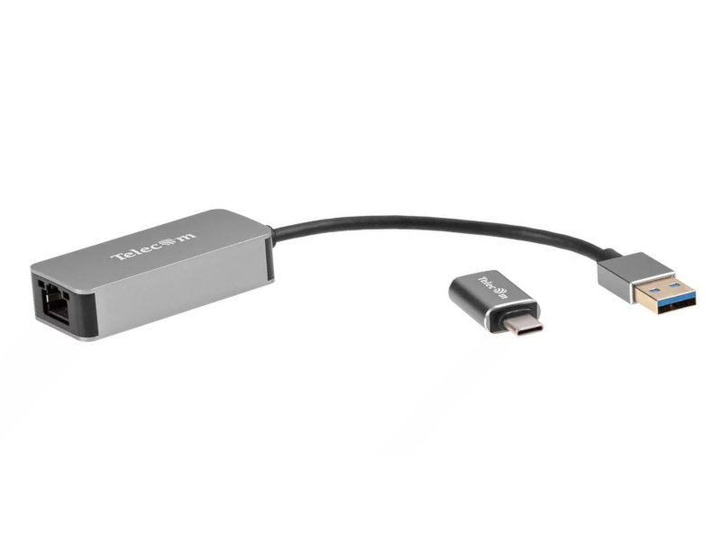 фото Аксессуар telecom usb 3.0 - rj45 2.5g ethernet and usb type-c 0.15m tu325m