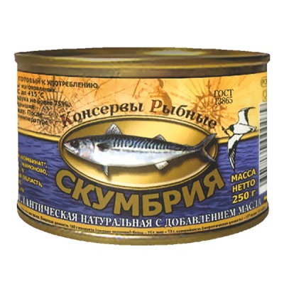 

Скумбрия Преображение Дальневосточная с добавлением масла 250 г