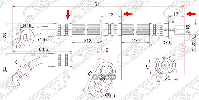 

Шланг Тормозной Передний (Таиланд) Toyota Rav4 00-05 Lh (левый) Sat арт. ST-90947-02C55