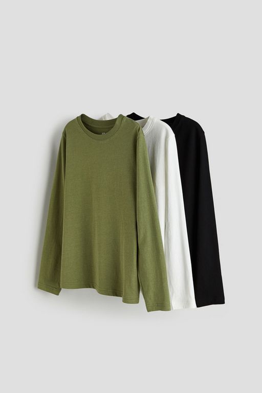 

Лонгслив детский H&M 0573605, Хаки зеленый, белый, черный, 158, 0573605