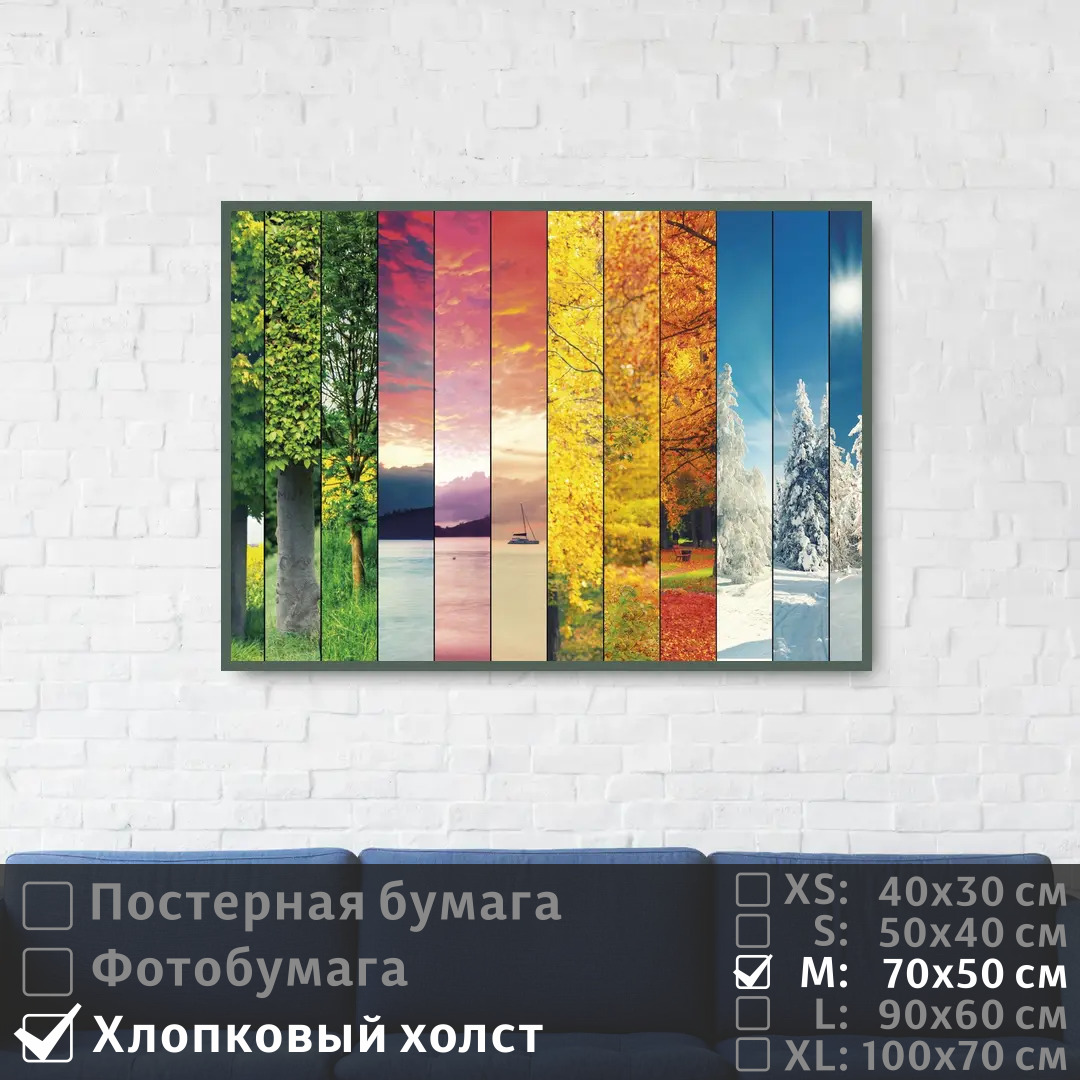 

Постер на холсте ПолиЦентр Коллаж из фотографий времена года 70х50 см, КоллажИзФотографийВременаГода