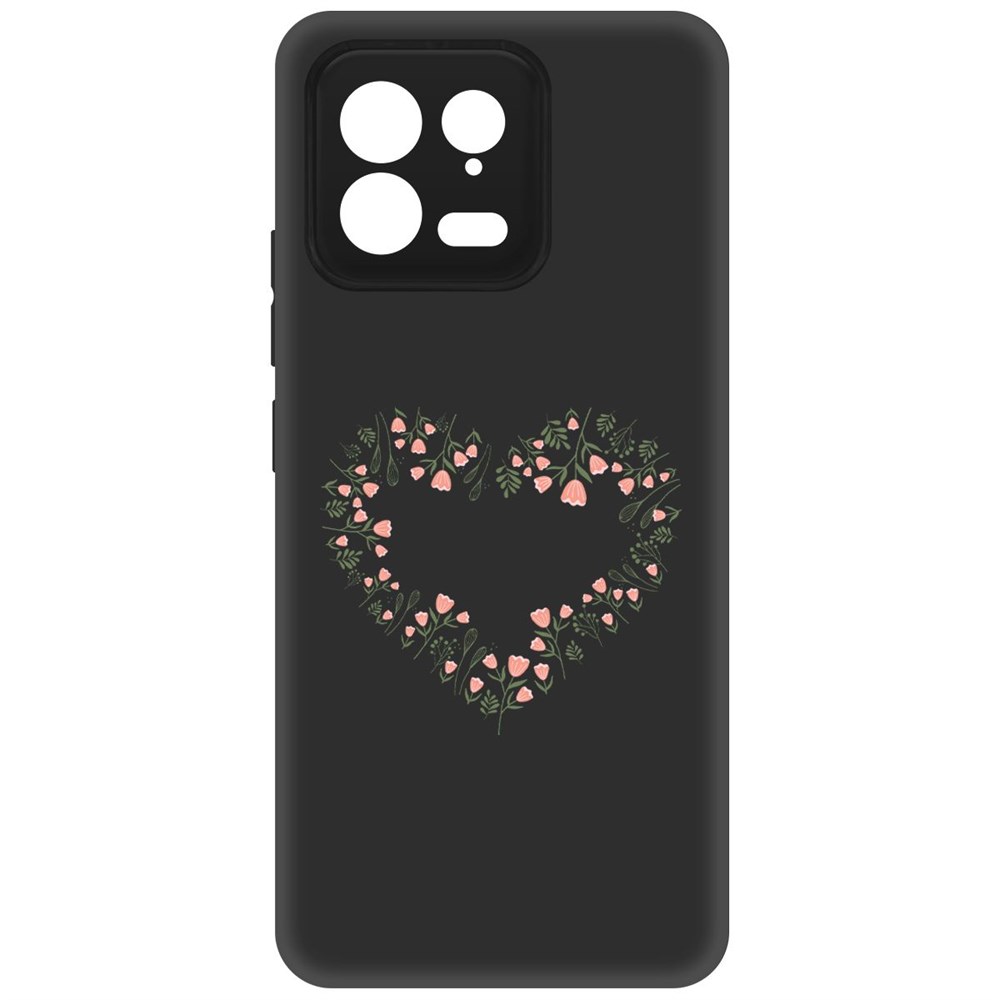 

Чехол-накладка Krutoff Soft Case Цветочное сердце для Xiaomi 13 черный