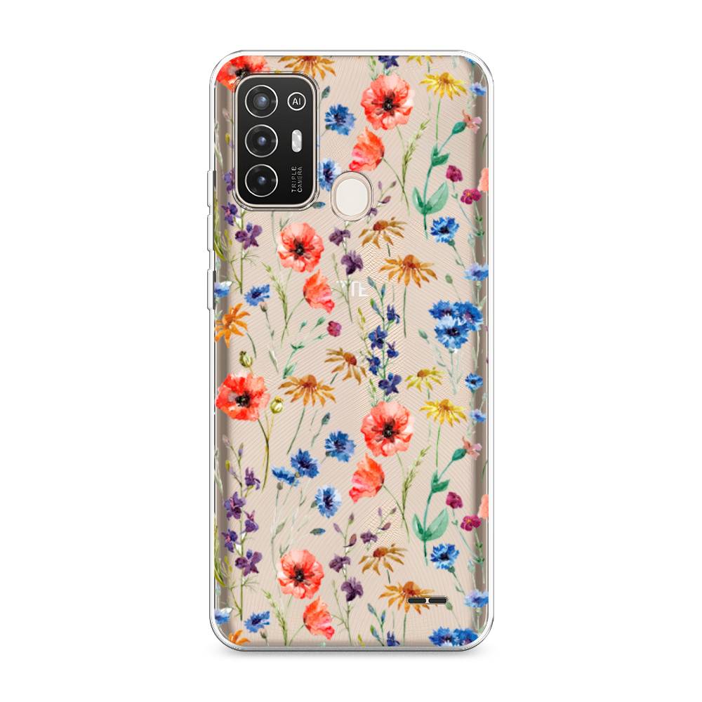 

Чехол Awog на ZTE Blade A52 / ЗТЕ Блэйд A52 "Маки и васильки фон", 136250-8