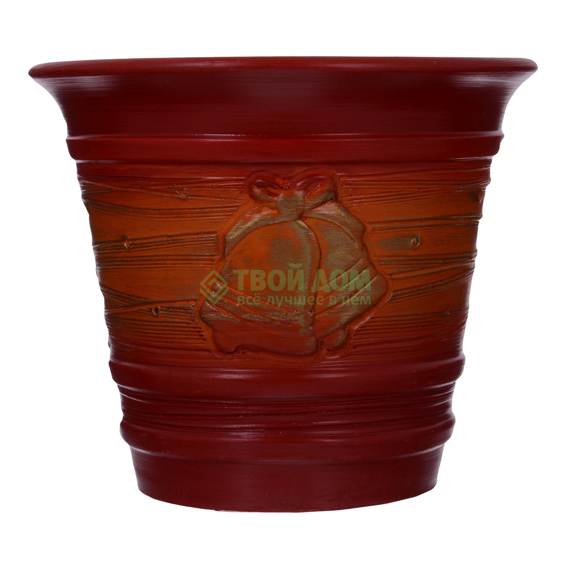 

Цветочный горшок Red керамический с узором коричневый 1 шт., Red
