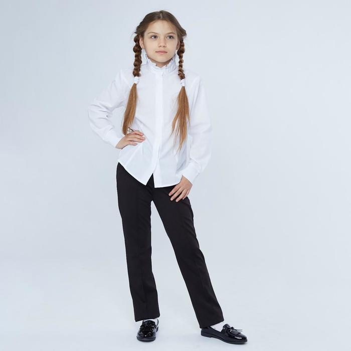 фото Школьная блузка для девочки, цвет белый, рост 152 см модные ангелочки
