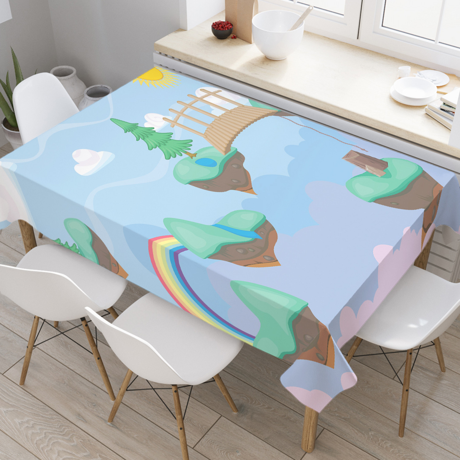 

Скатерть прямоугольная JoyArty "Игра Летающие острова" из оксфорда, 180x145см, Голубой, Игра Летающие острова