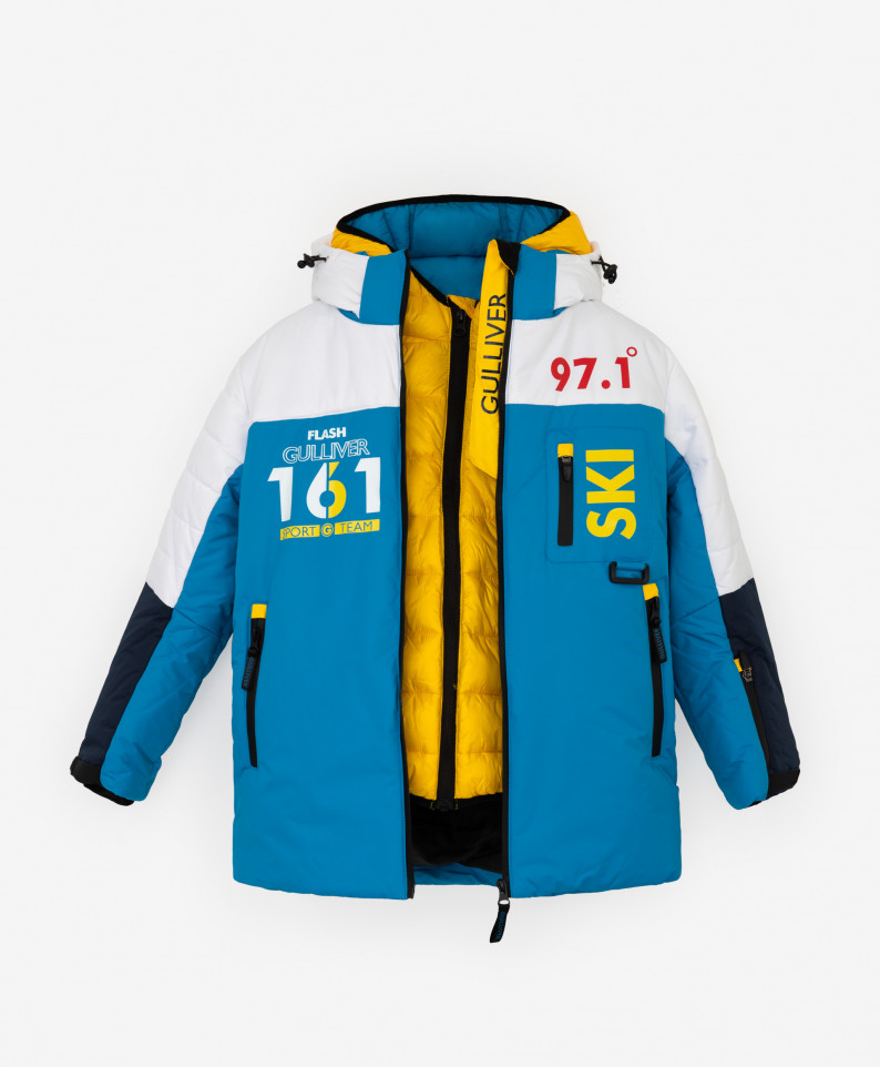 фото Комплект: куртка верхняя и куртка нижняя gulliver для мальчиков цв. мультицвет р.152