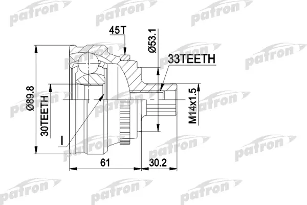 

ШРУС наружн к-кт 33x53x30 ABS:45T AUDI: 80, 90 c ABS 4.88-7.94 PATRON PCV1112