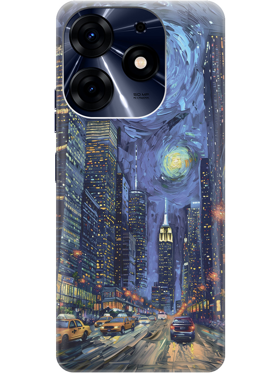 

Силиконовый чехол на Tecno Spark 10 Pro с принтом "Ночной проспект", 768742610