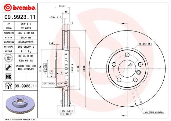 

Диск тормозной BREMBO BMW: X5 07-