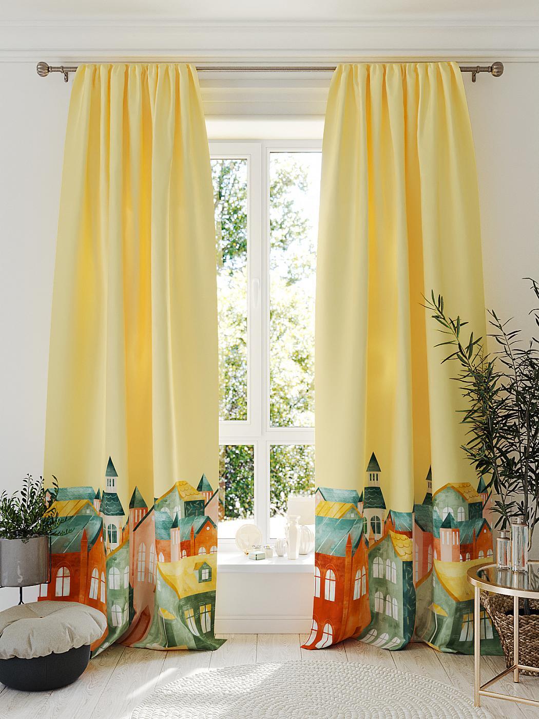 

Комплекты штор AT HOME Кронморс (желтый) высота 260 см, ширина 150 см, Белый, 941050