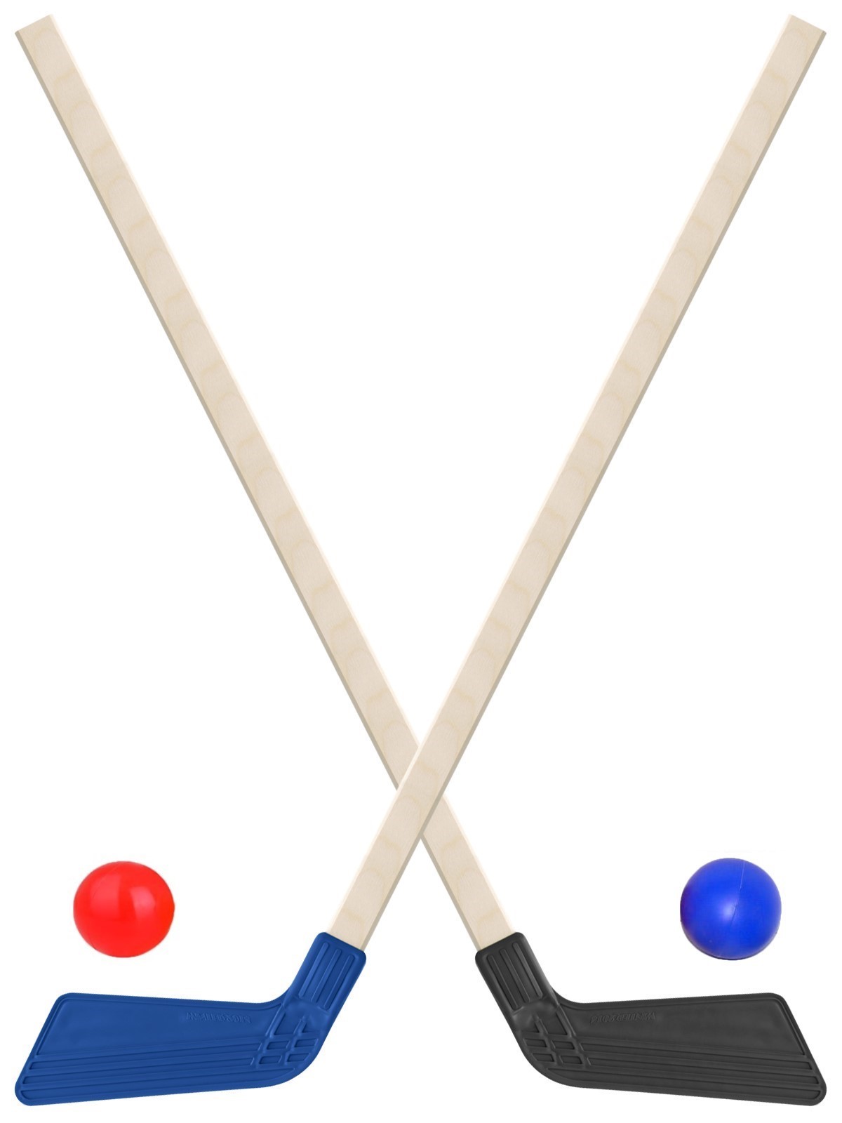 Детский хоккейный набор Задира-плюс  Клюшка хоккейная детская 2шт (черная+синяя)+2 мяча